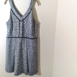 Mossimo Skater Dress Black‎ White Print Sleeveless V-Neck Fit and Flare  XXL